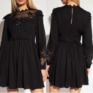 Self-Portrait Black Long Sleeve Lace Dress